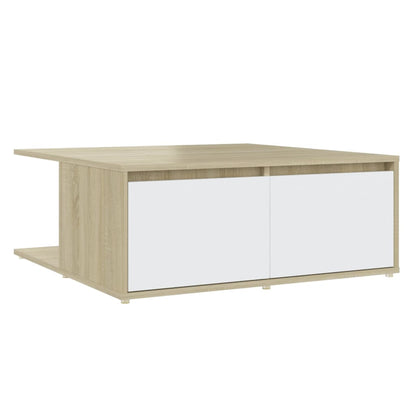 Tavolino Salotto Bianco e Rovere Sonoma 80x80x31cm Multistrato | homemem39