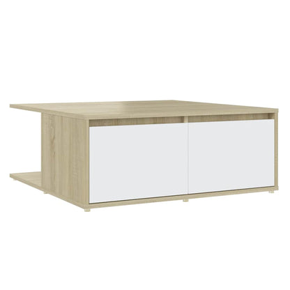 Tavolino Salotto Bianco e Rovere Sonoma 80x80x31cm Multistrato
