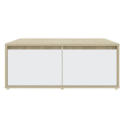 Tavolino Salotto Bianco e Rovere Sonoma 80x80x31cm Multistrato