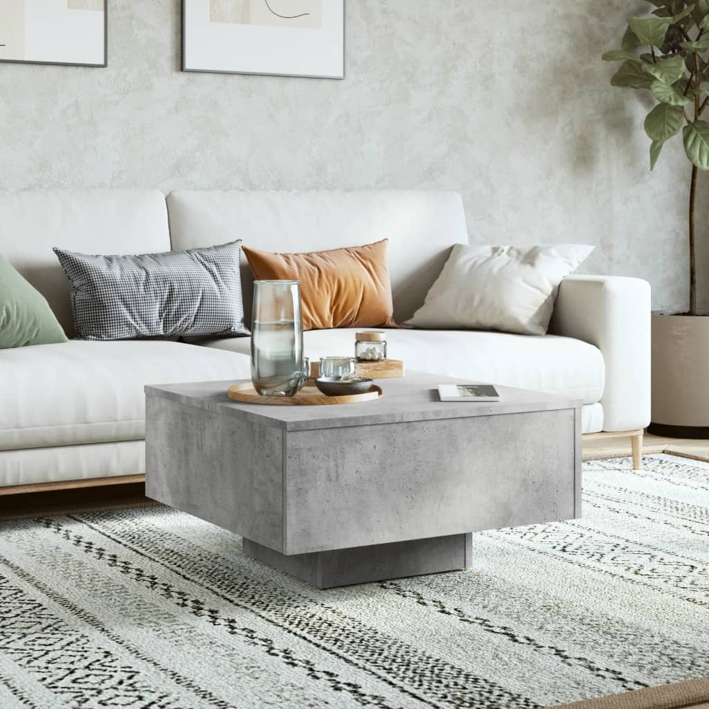 Tavolino da Salotto Grigio Cemento 60x60x31,5 Legno Multistrato | homemem39