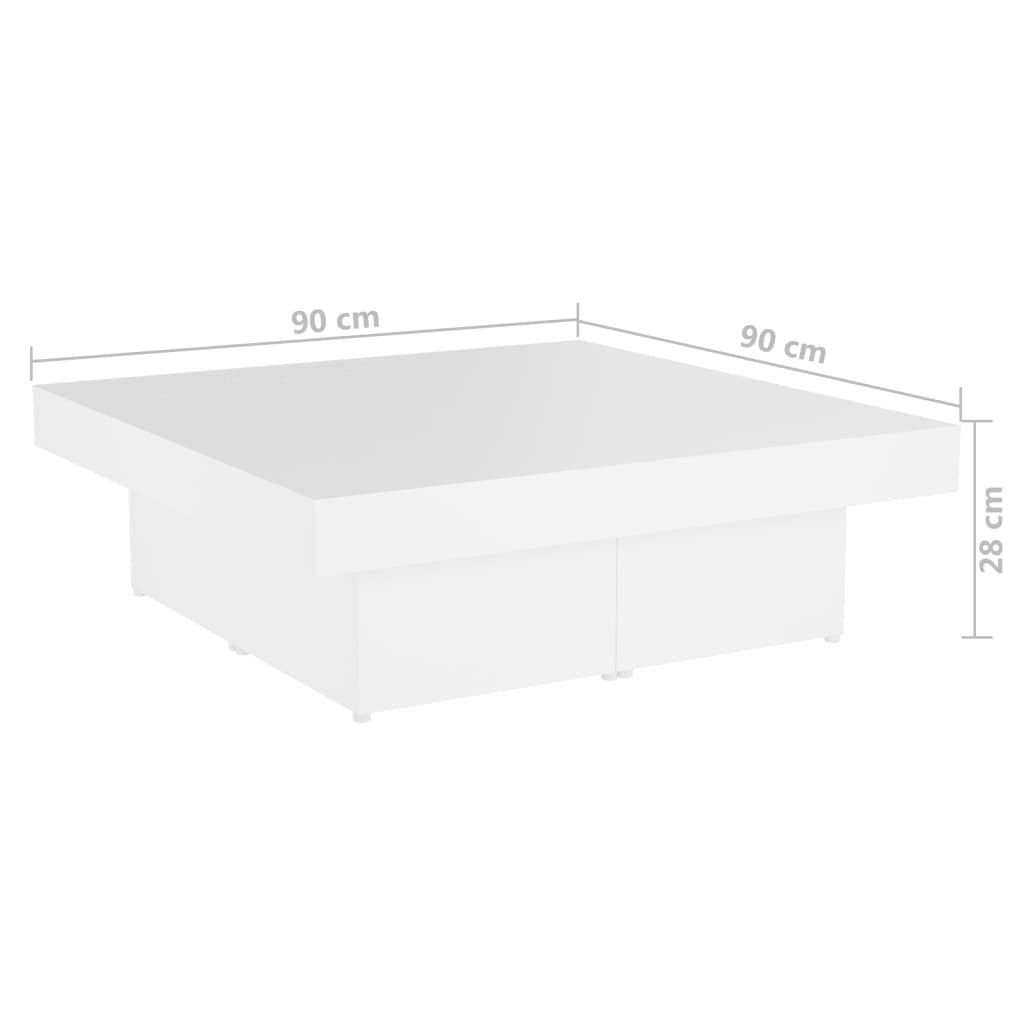 Tavolino da Salotto Bianco 90x90x28 cm in Legno Multistrato | homemem39