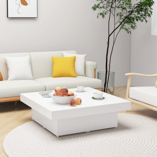Tavolino da Salotto Bianco 90x90x28 cm in Legno Multistrato | homemem39