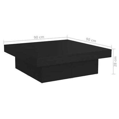 Tavolino da Salotto Nero 90x90x28 cm in Legno Multistrato | homemem39