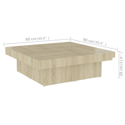 Tavolino da Salotto Rovere Sonoma 90x90x28 cm Legno Multistrato