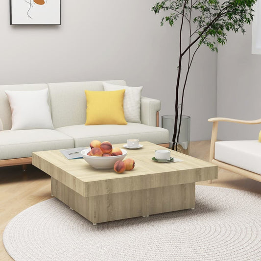 Tavolino da Salotto Rovere Sonoma 90x90x28 cm Legno Multistrato | homemem39