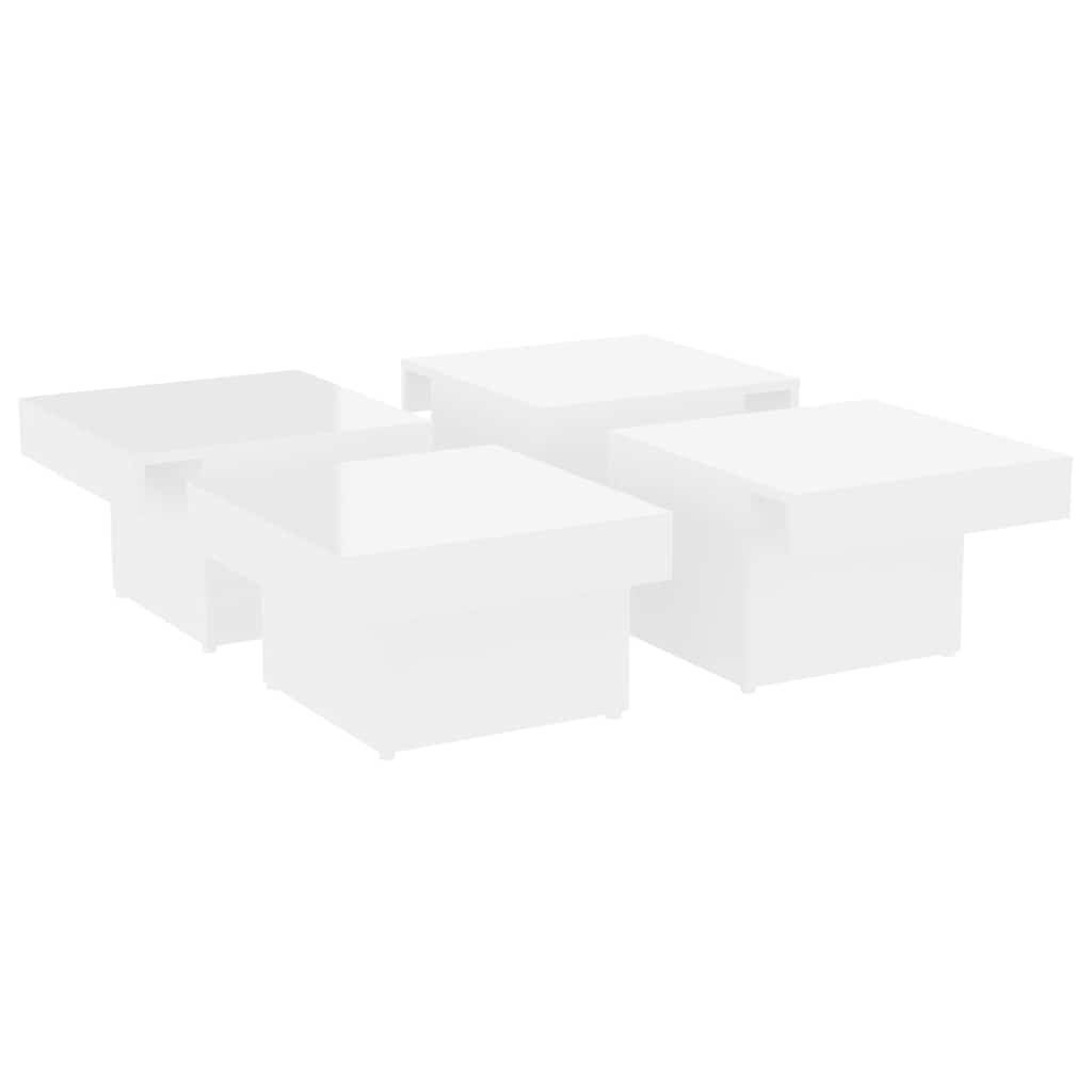 Tavolino da Salotto Bianco Lucido 90x90x28 cm Legno Multistrato