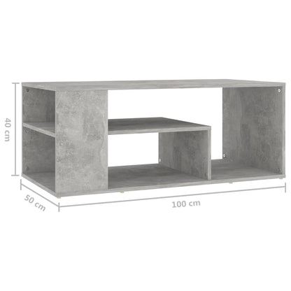 Tavolino Salotto Grigio Cemento 100x50x40 cm Legno Multistrato | homemem39