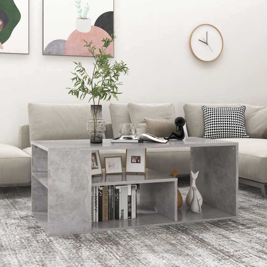 Tavolino Salotto Grigio Cemento 100x50x40 cm Legno Multistrato | homemem39