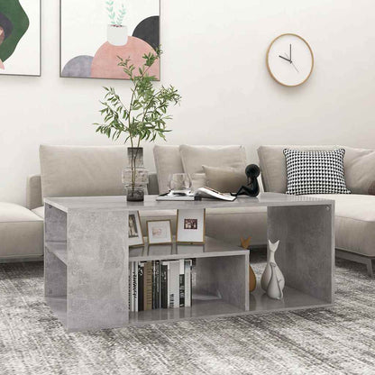 Tavolino Salotto Grigio Cemento 100x50x40 cm Legno Multistrato