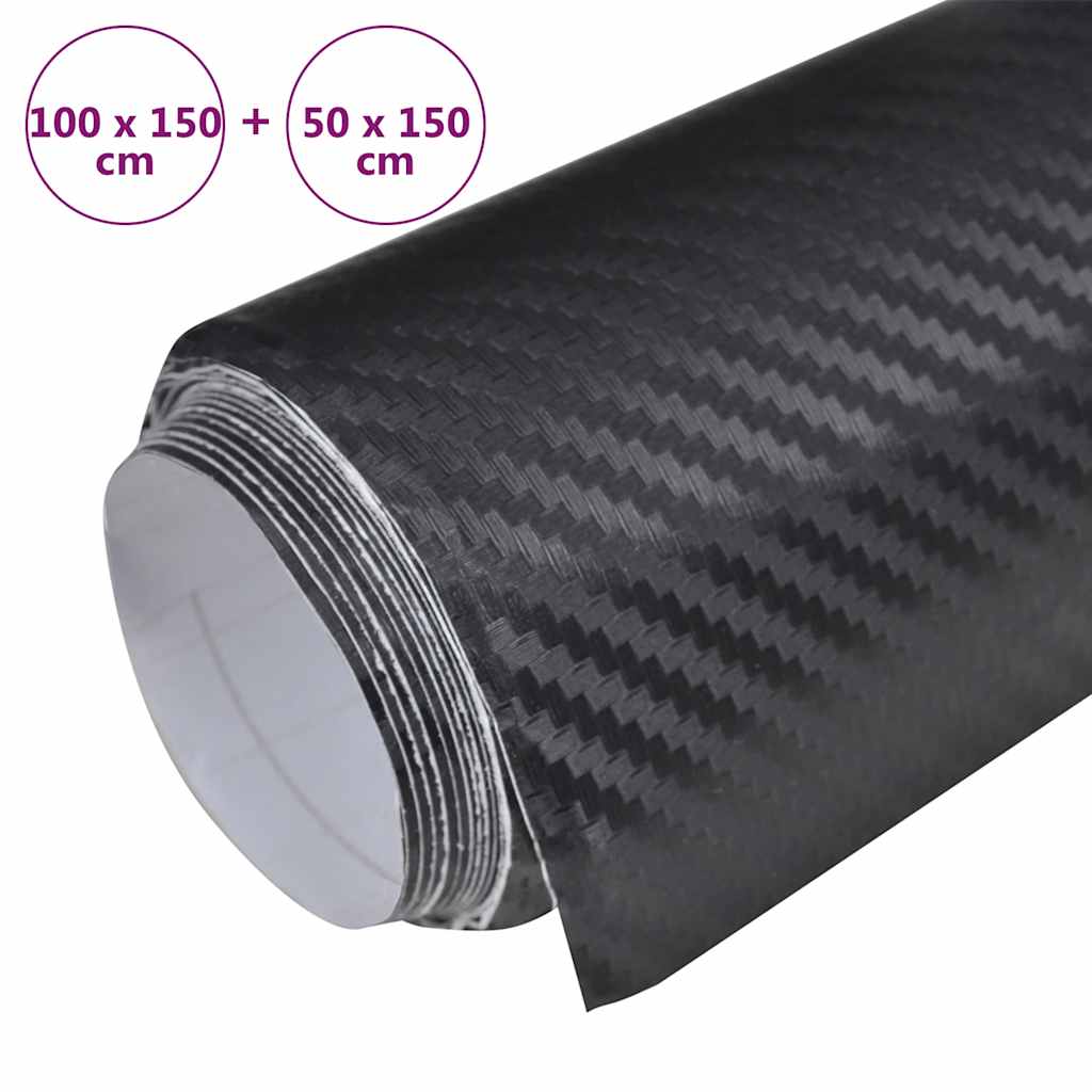 Pellicole per Auto 2 pz 3D Nero Opaco 100x150 cm+50x150 cm | homemem39