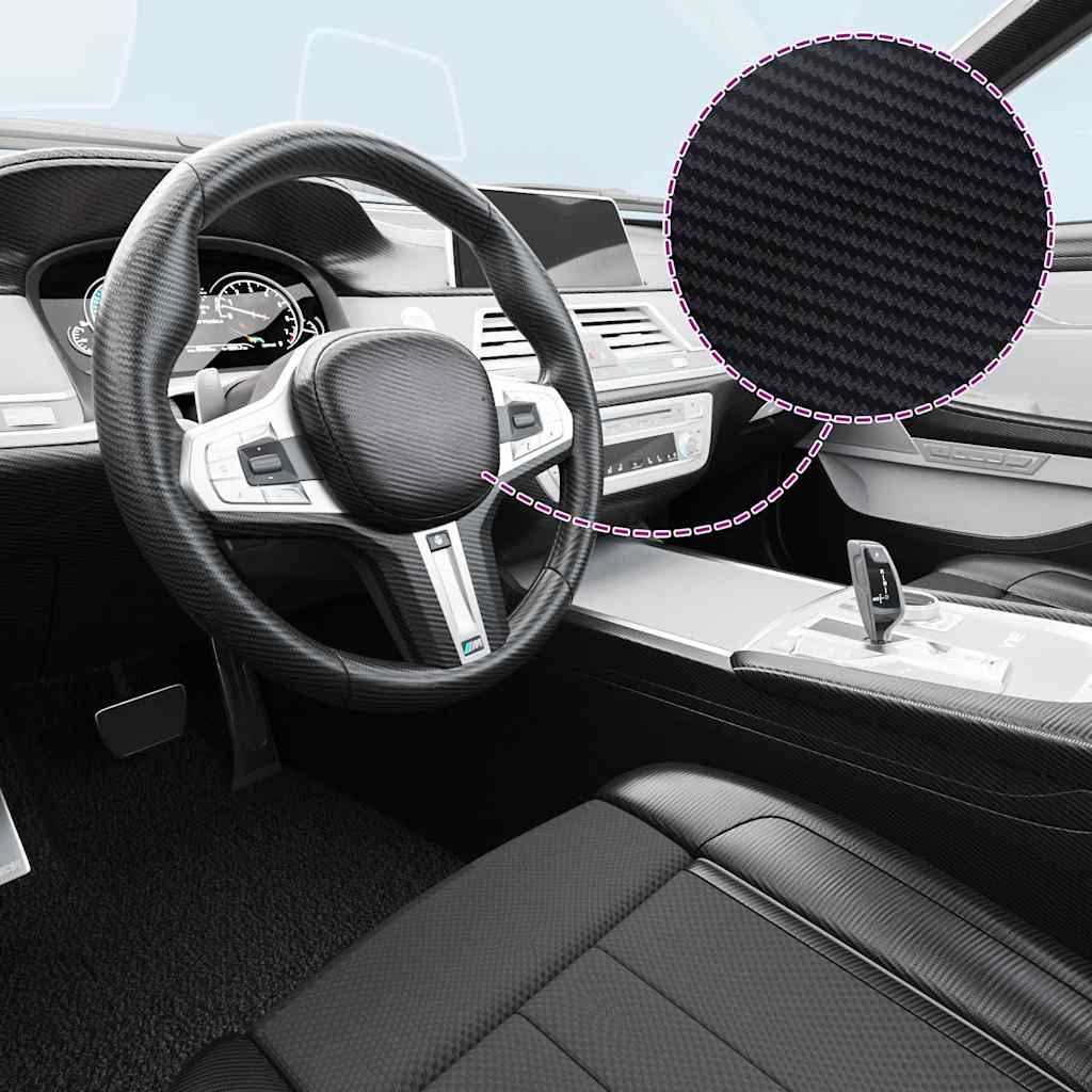 Pellicole per Auto 2 pz 3D Nero Opaco 100x150 cm+50x150 cm | homemem39