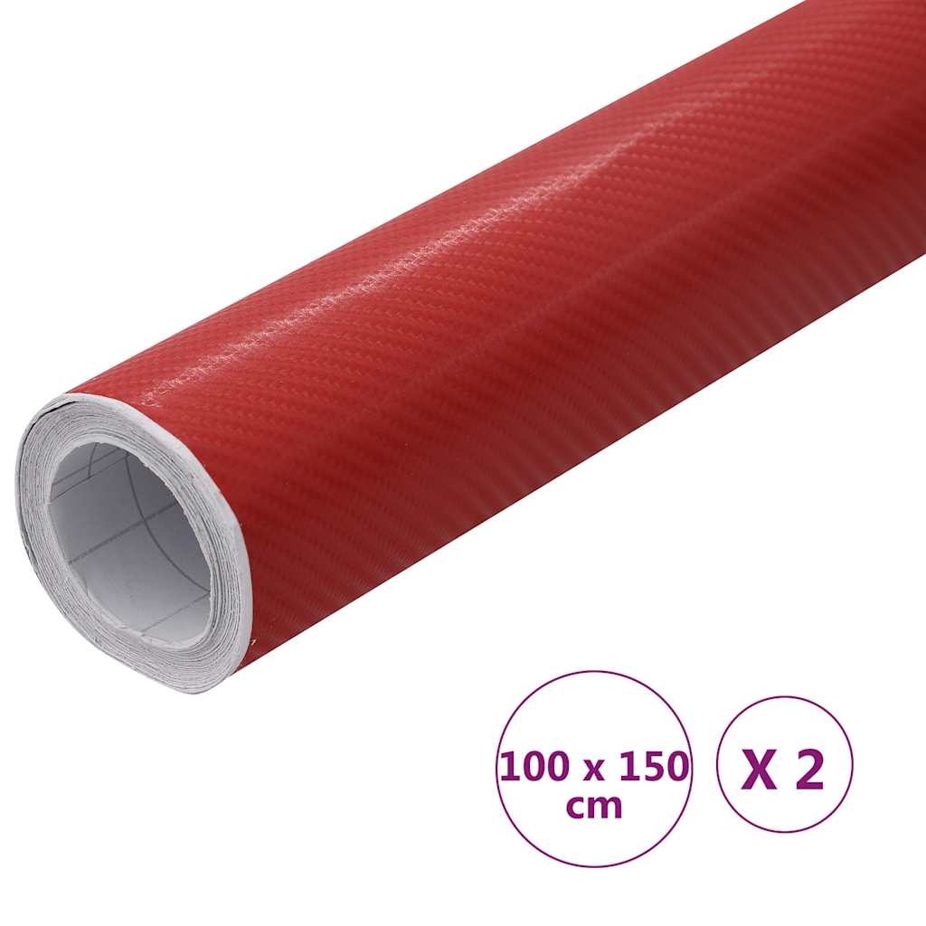 Pellicole per Auto 2 pz 4D Rosse 100x150 cm | homemem39