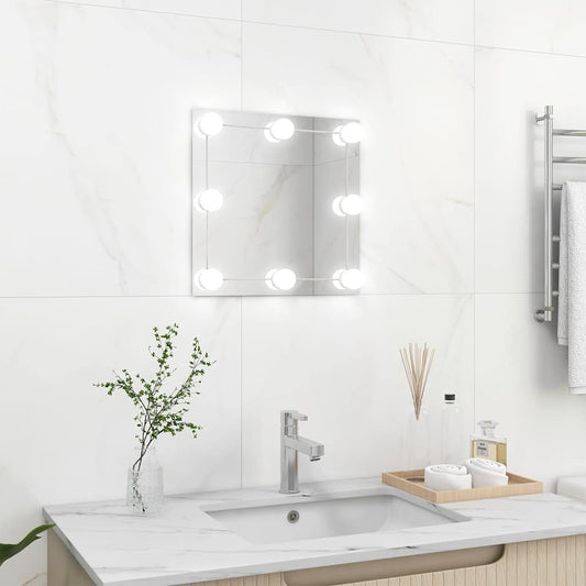 Specchio da Parete Quadrato con Luci LED in Vetro | homemem39