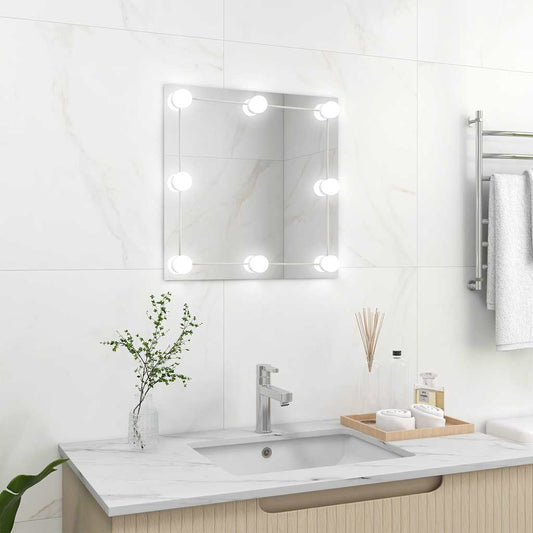 Specchio da Parete Quadrato con Luci LED in Vetro | homemem39