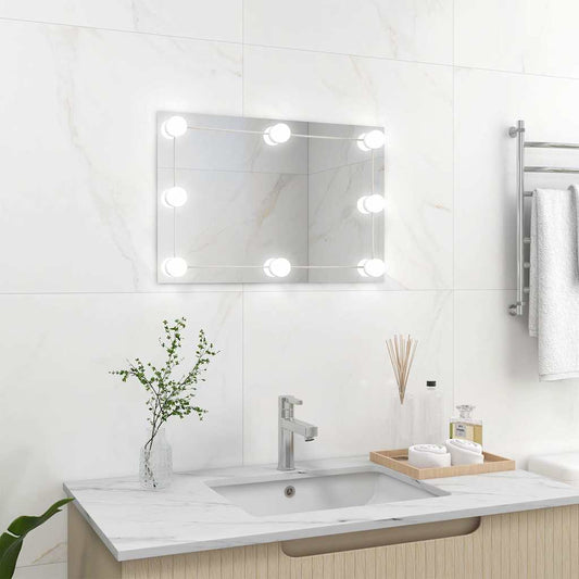 Specchio da Parete Rettangolare con Luci LED in Vetro | homemem39