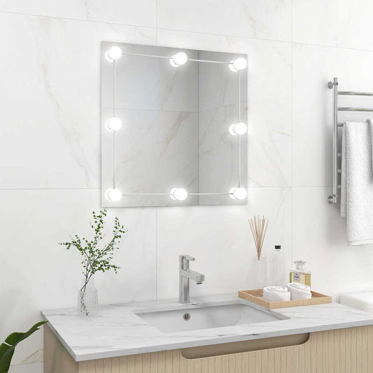 Specchio da Parete Quadrato con Luci LED in Vetro | homemem39