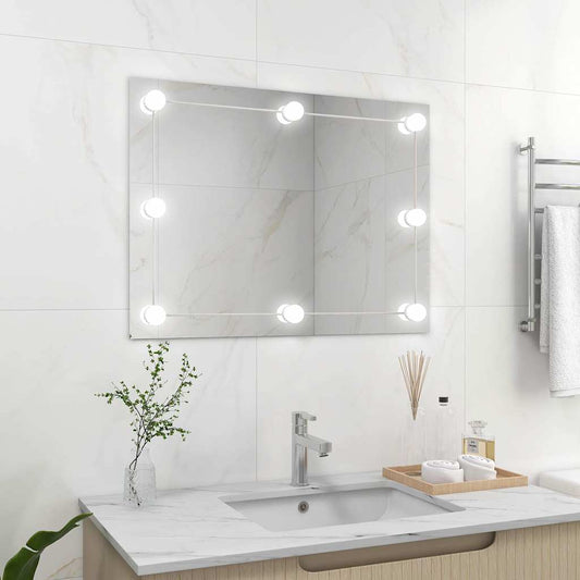 Specchio Parete Rettangolare Senza Cornice con Luci LED Vetro | homemem39