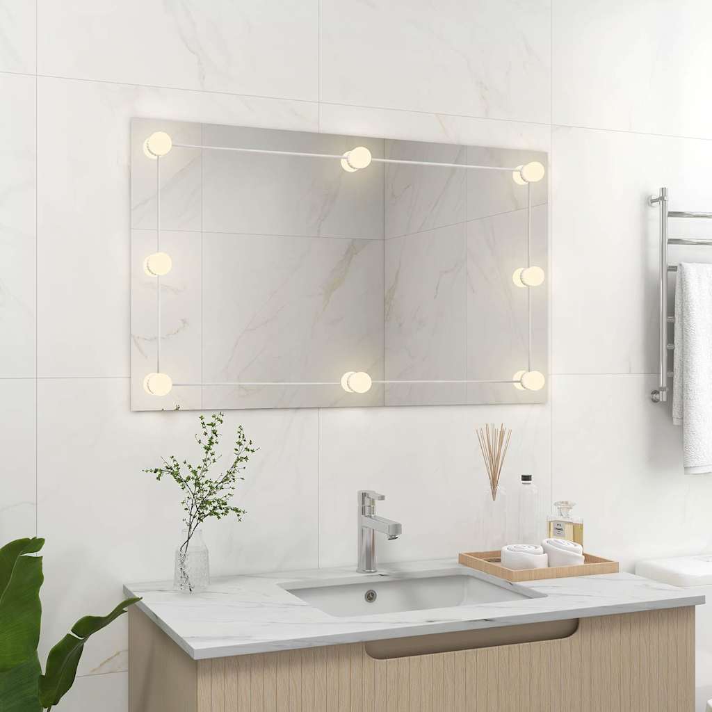 Specchio Parete Rettangolare Senza Cornice con Luci LED Vetro | homemem39