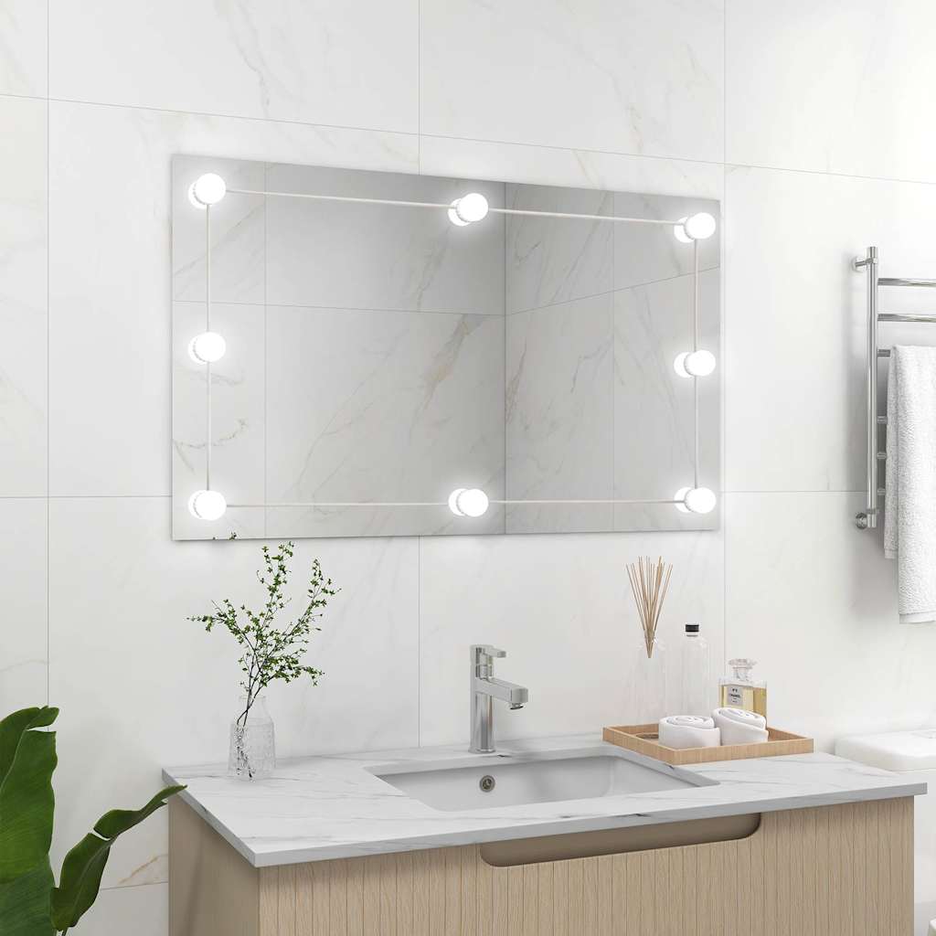 Specchio Parete Rettangolare Senza Cornice con Luci LED Vetro | homemem39