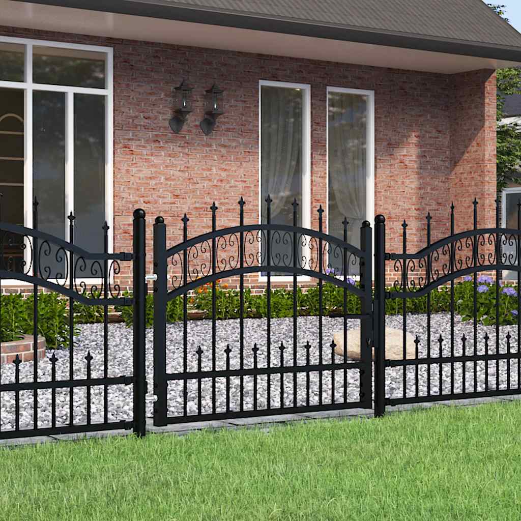 Cancello per recinzione KAMPEN con punta a lancia Nero 103x75 cm in acciaio | homemem39