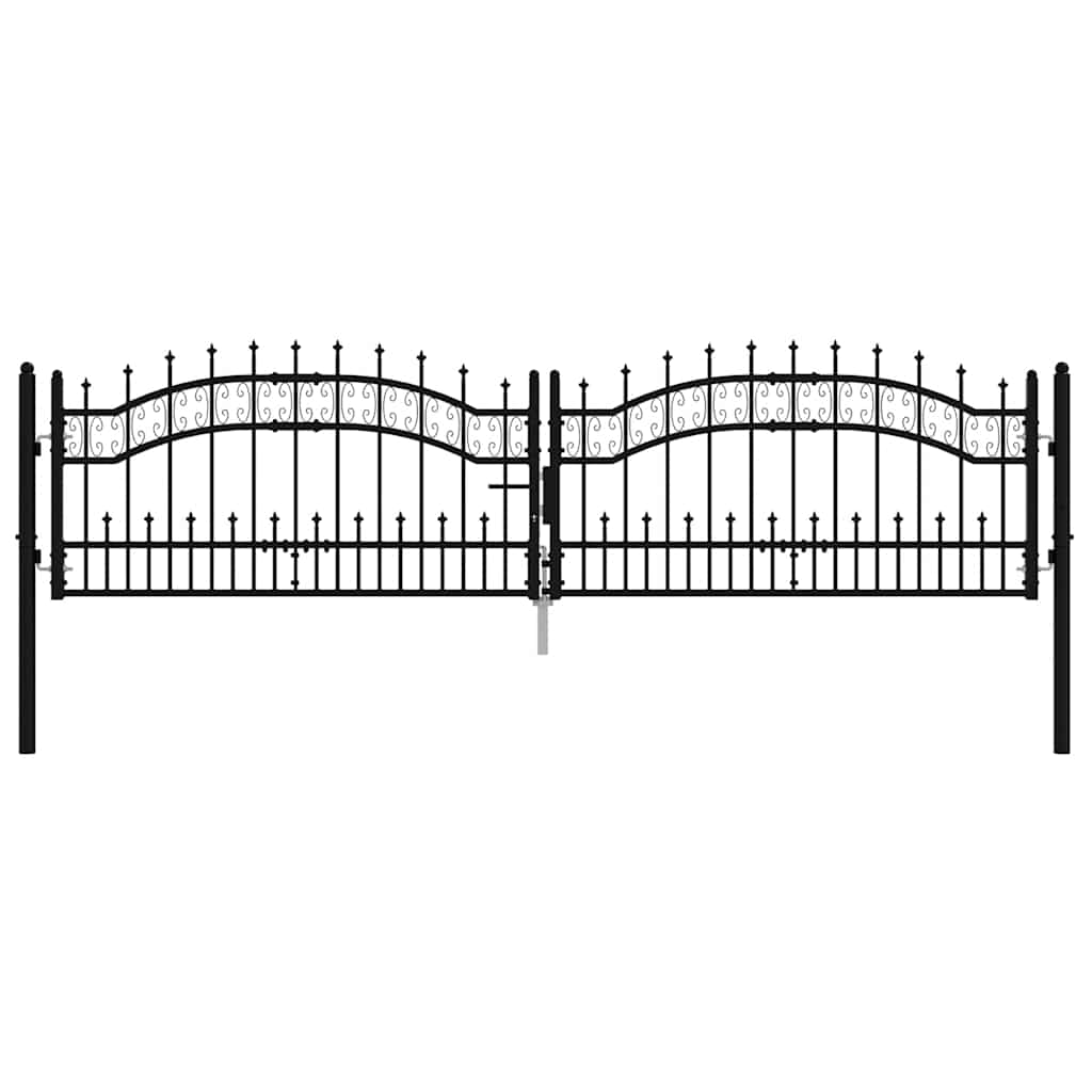 Cancello per recinzione KAMPEN con punta a lancia Nero 302x78 cm in acciaio | homemem39