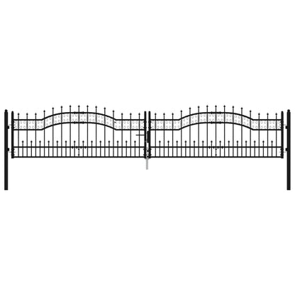 Cancello per recinzione con punta a lancia nero 406x75 cm in acciaio verniciato a polvere