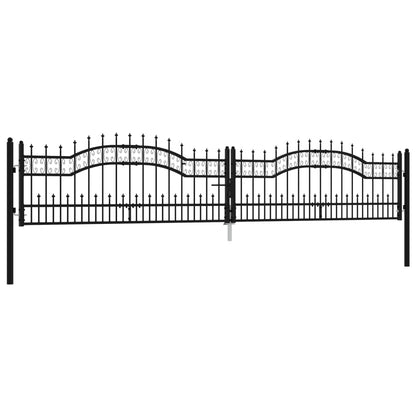 Cancello per recinzione con punta a lancia nero 406x75 cm in acciaio verniciato a polvere
