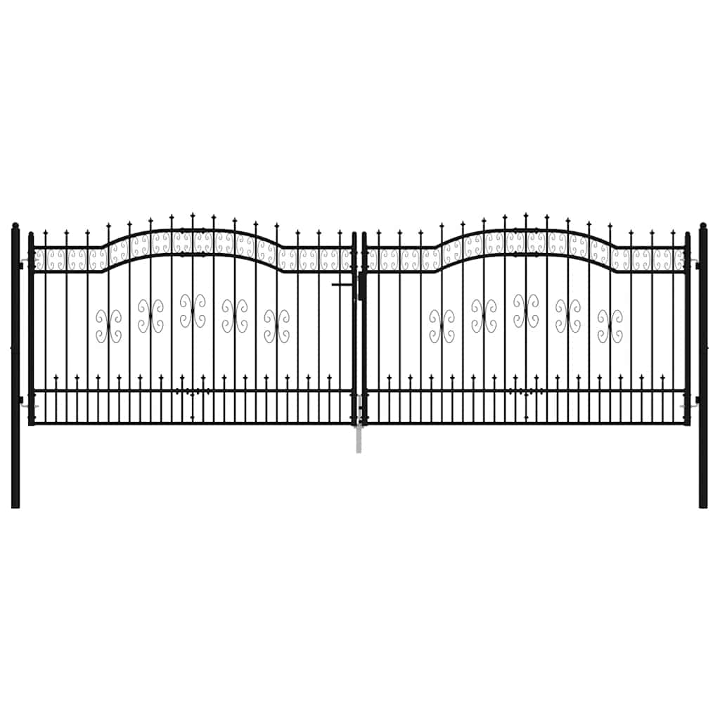 Cancello per recinzione con punta a lancia nero 406x125 cm in acciaio verniciato a polvere