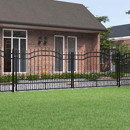 Cancello per recinzione con punta a lancia nero 406x125 cm in acciaio verniciato a polvere