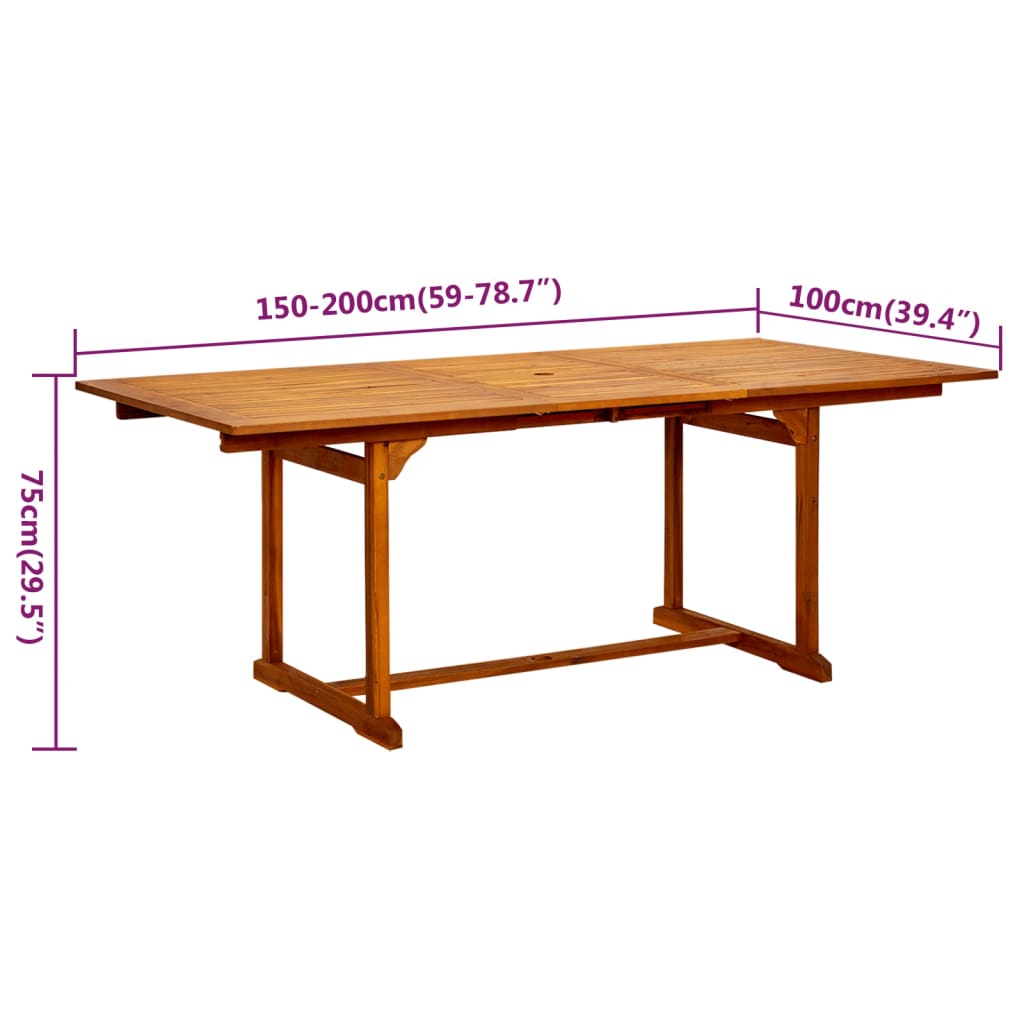 Set Mobili da Pranzo da Giardino 5 pz Legno Massello di Acacia 150-200 cm | homemem39
