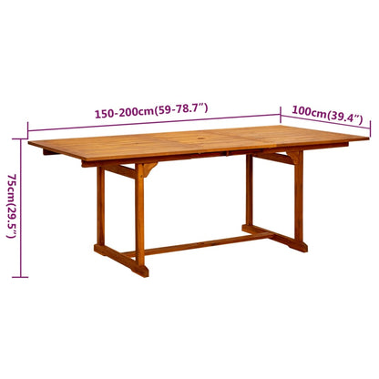 Set Mobili da Pranzo da Giardino 5 pz Legno Massello di Acacia 150-200 cm | homemem39