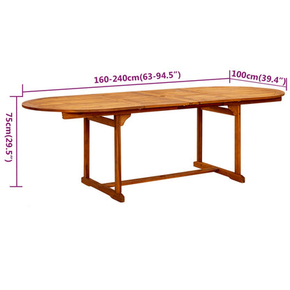 Set Mobili da Pranzo per Giardino 7 pz Legno Massello di Acacia 160-240 cm | homemem39