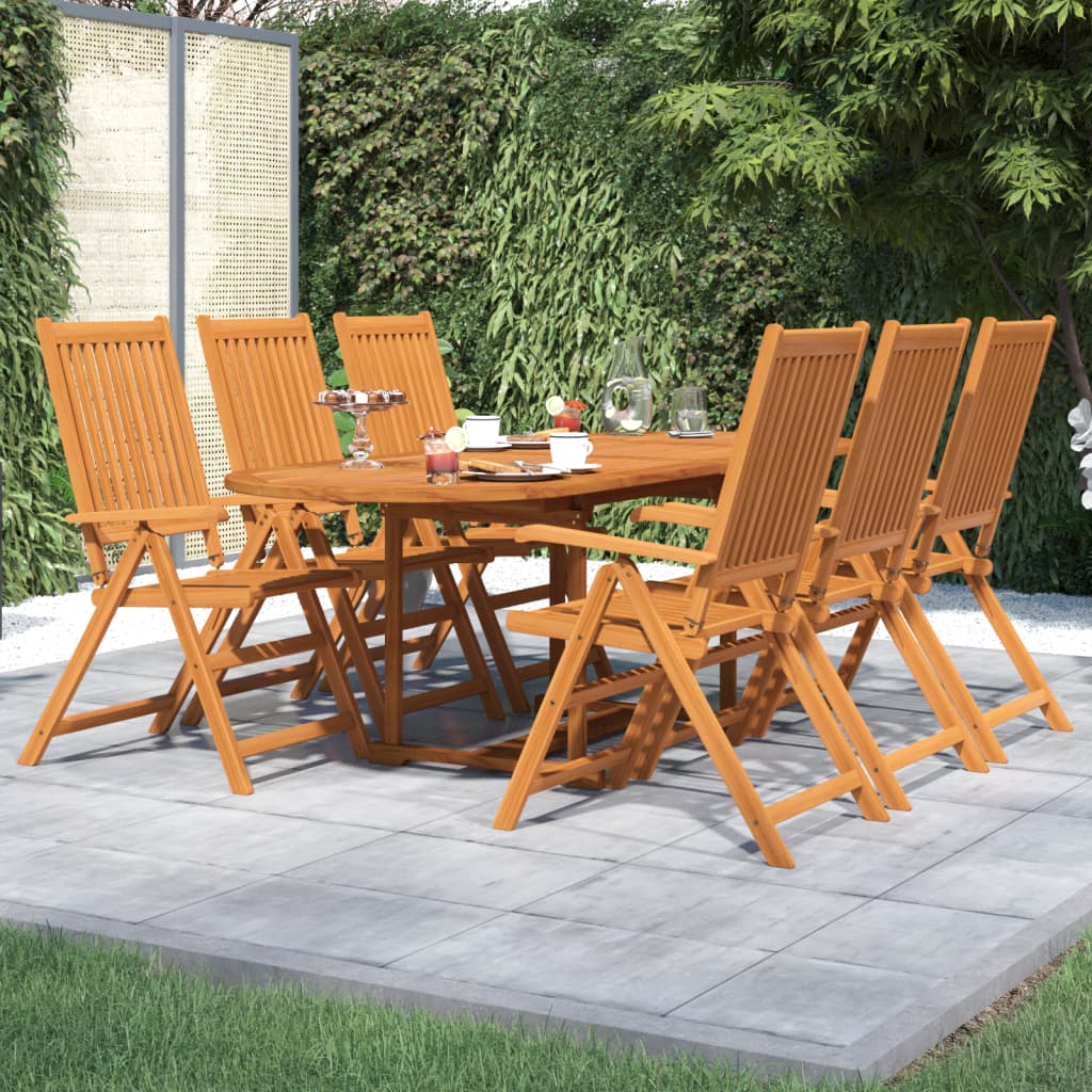 Set Mobili da Pranzo per Giardino 7 pz Legno Massello di Acacia 160-240 cm | homemem39