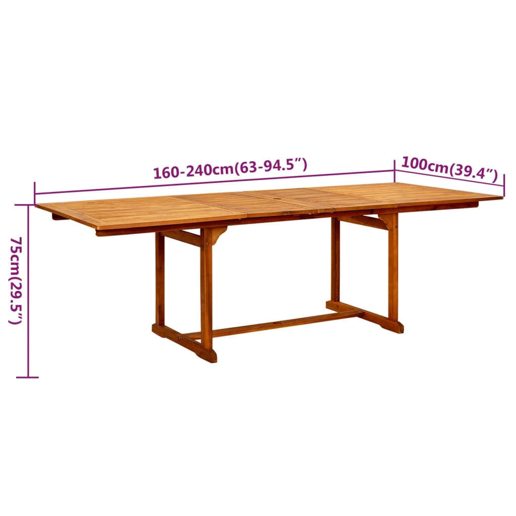 Set Mobili da Pranzo per Giardino 7 pz Legno Massello di Acacia 160-240 cm | homemem39