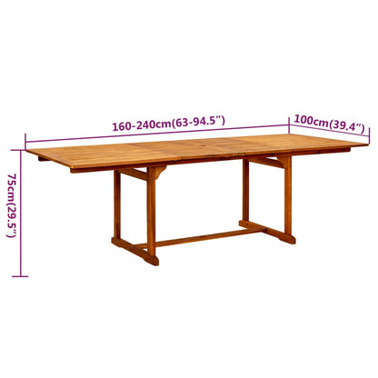Set Mobili da Pranzo per Giardino 7 pz Legno Massello di Acacia 160-240 cm | homemem39
