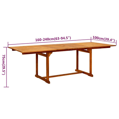 Set Mobili da Pranzo per Giardino 9 pz Legno Massello di Acacia 160-240 cm | homemem39