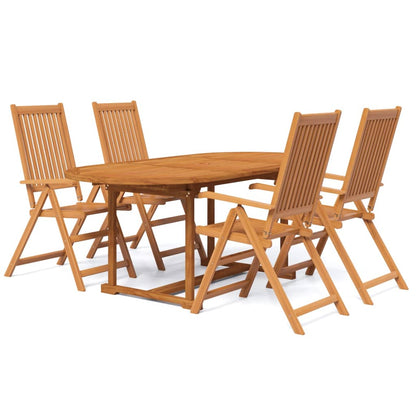 Set Mobili da Pranzo per Giardino 5 pz Legno Massello di Acacia 120-170 cm