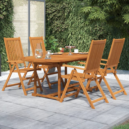 Set Mobili da Pranzo per Giardino 5 pz Legno Massello di Acacia 120-170 cm