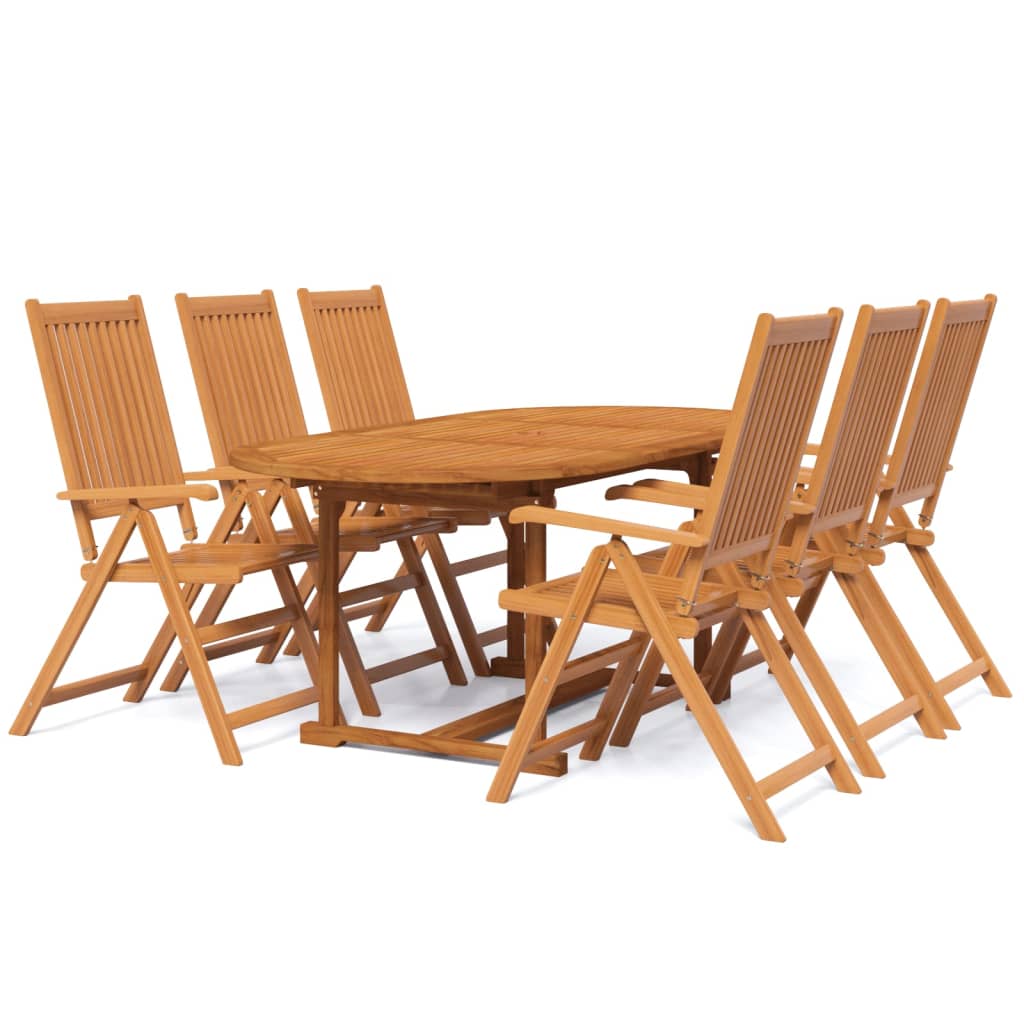 Set Mobili da Pranzo per Giardino 7 pz Legno Massello di Acacia 120-170 cm
