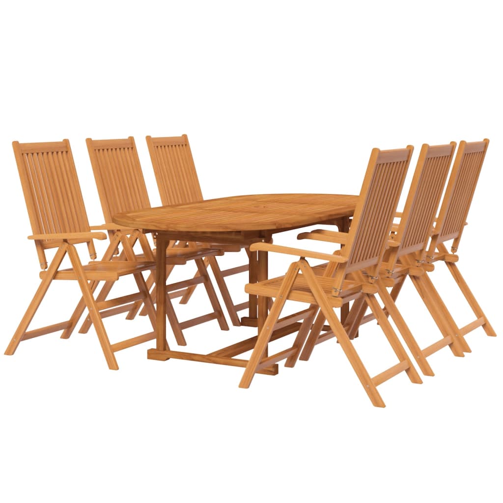Set Mobili da Pranzo per Giardino 7 pz Legno Massello di Acacia 120-170 cm
