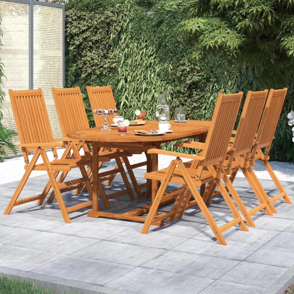 Set Mobili da Pranzo per Giardino 7 pz Legno Massello di Acacia 120-170 cm