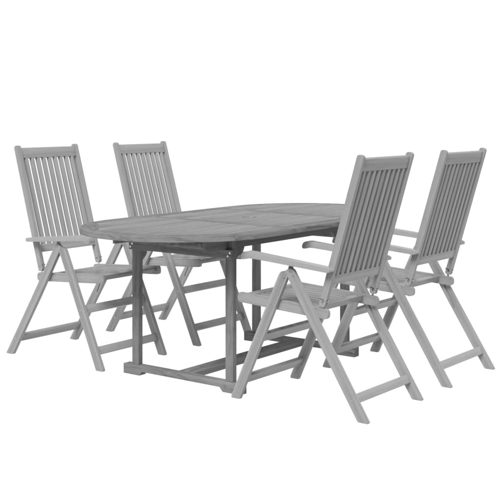 Set da Pranzo per Giardino 5 pz in Legno Massello di Acacia - homemem39