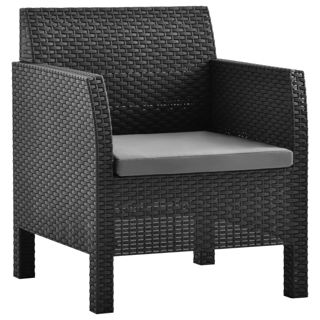 Garden Chairs with Cushions 2 pcs in Anthracite PP Rattan