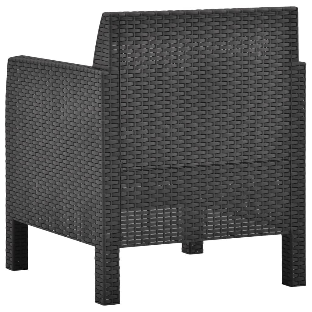 Garden Chairs with Cushions 2 pcs in Anthracite PP Rattan
