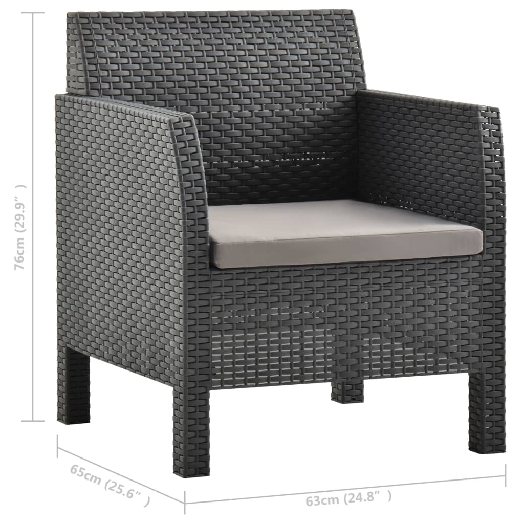 Garden Chairs with Cushions 2 pcs in Anthracite PP Rattan