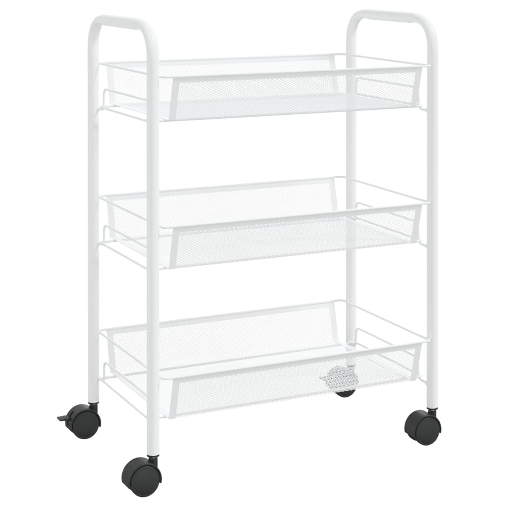 Carrello da Cucina con 3 Ripiani Bianco 46x26x64 cm in Ferro - homemem39