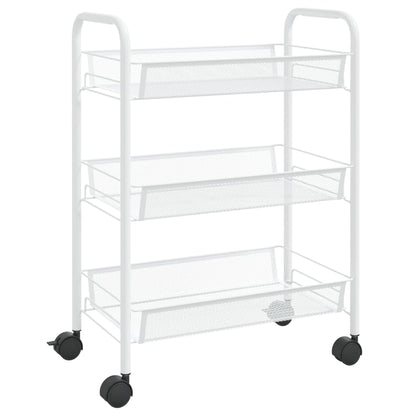 Carrello da Cucina con 3 Ripiani Bianco 46x26x64 cm in Ferro - homemem39