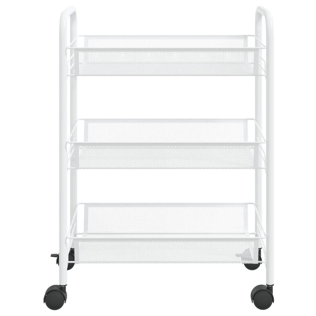 Carrello da Cucina con 3 Ripiani Bianco 46x26x64 cm in Ferro - homemem39