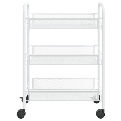 Carrello da Cucina con 3 Ripiani Bianco 46x26x64 cm in Ferro - homemem39