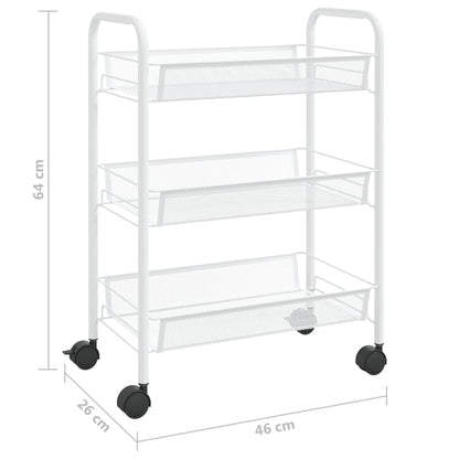 Carrello da Cucina con 3 Ripiani Bianco 46x26x64 cm in Ferro - homemem39